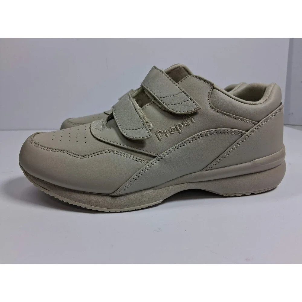 New Propet Tour Walker Strap Women’s Size 7 M Beige Leather Walking Shoes WA2093